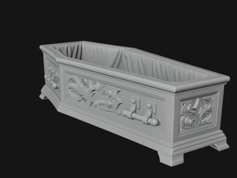 Open Wooden Coffin Model Design 3 - 3D Print Model 3D Print Model
