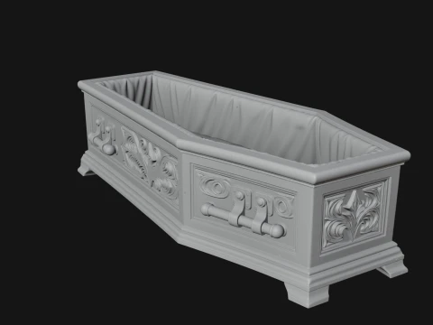 Open Wooden Coffin Model Design 3 - 3D Print Model 3D Print Model