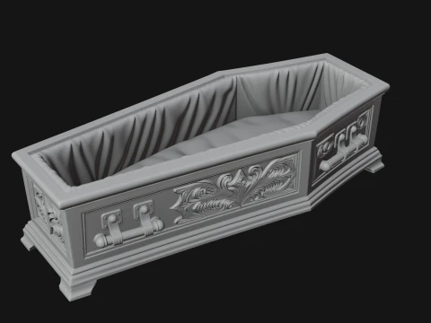 Open Wooden Coffin Model Design 3 - 3D Print Model 3D Print Model