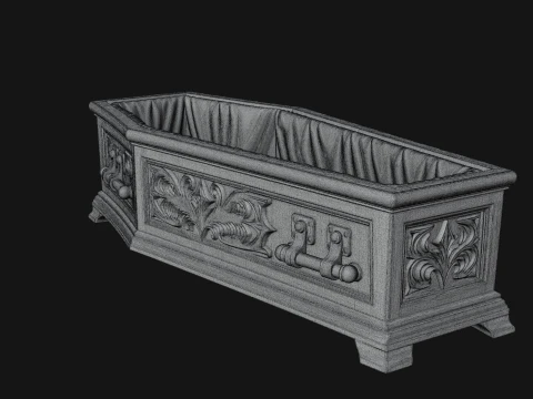 Open Wooden Coffin Model Design 3 - 3D Print Model 3D Print Model