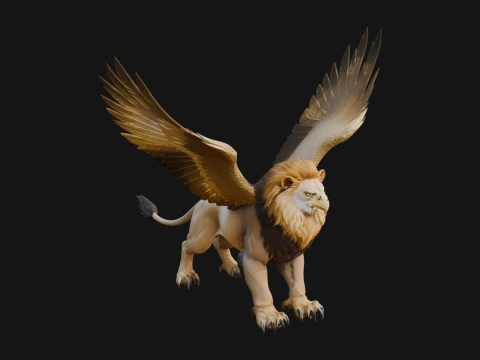 Winged Lion Demon Statue Design 6 - 3D Print Model 3D Print Model