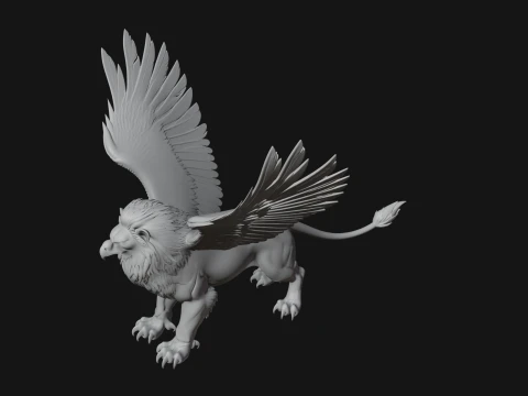 Winged Lion Demon Statue Design 6 - 3D Print Model 3D Print Model