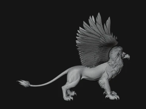 Winged Lion Demon Statue Design 6 - 3D Print Model 3D Print Model