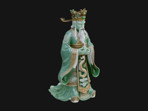 Crowned Jade Deity Statue Design 3 - 3D Print Model Modèles 3D en vedette