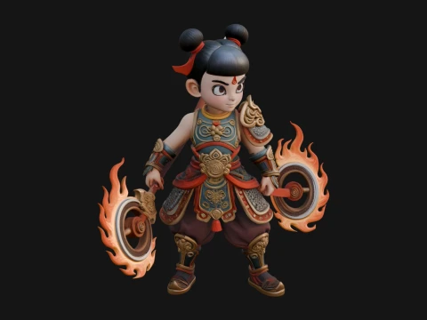 Fire Ring Boy Deity Statue Design 1 - 3D Print Model 3D Принт Модель