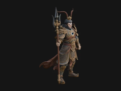 Oriental Armored Guard Statue Design 4 - 3D Print Model 3D Print Model