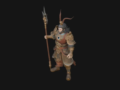 Oriental Armored Guard Statue Design 4 - 3D Print Model 3D Print Model