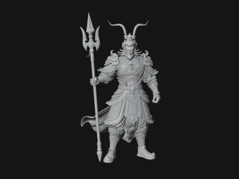 Oriental Armored Guard Statue Design 4 - 3D Print Model 3D Print Model
