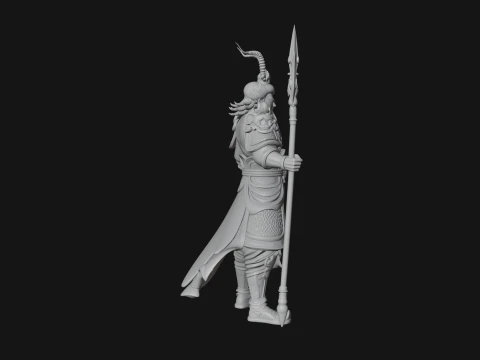 Oriental Armored Guard Statue Design 4 - 3D Print Model 3D Print Model