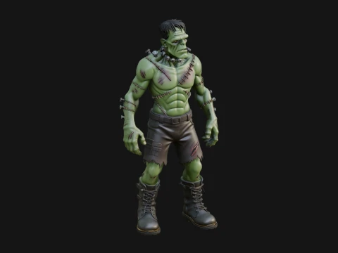 Stitched Flesh Golem Statue Design 6 - 3D Print Model Modello di stampa 3D