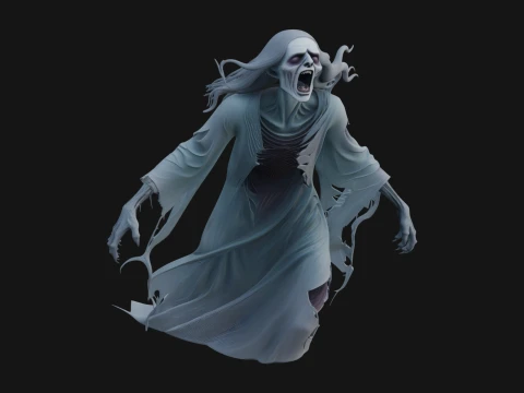 Floating Ghost Statue Design 7 - 3D Print Model Modelo de impresión 3D