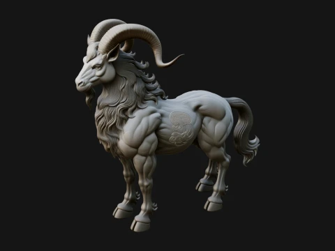 Qilin Deer Beast Statue Design 9 - 3D Print Model Modello di stampa 3D