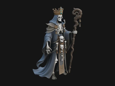 Crowned Skeleton King Statue Design 20 - 3D Print Model 3D Print Model