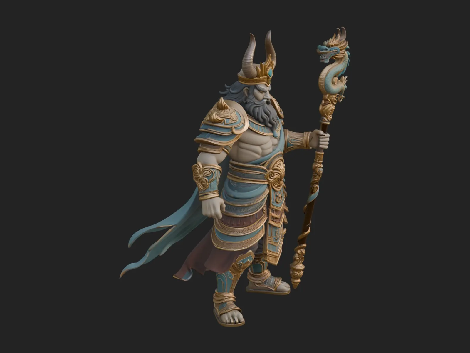 Crowned Jade Deity Statue Design 4 - 3D Print Model 3D Print Model .c4d .max .obj .3ds .fbx .stl .blend 
