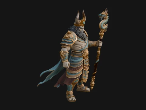 Crowned Jade Deity Statue Design 4 - 3D Print Model Modèles 3D en vedette