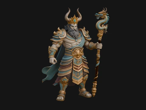 Crowned Jade Deity Statue Design 4 - 3D Print Model 3D Print Model