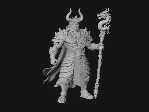 Crowned Jade Deity Statue Design 4 - 3D Print Model 3D Print Model