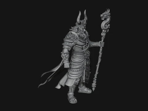 Crowned Jade Deity Statue Design 4 - 3D Print Model 3D Print Model