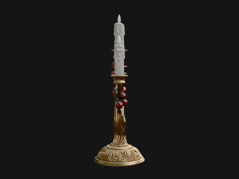 Holly Candle Candelabra Model Design 3 - 3D Print Model 3D Print Model