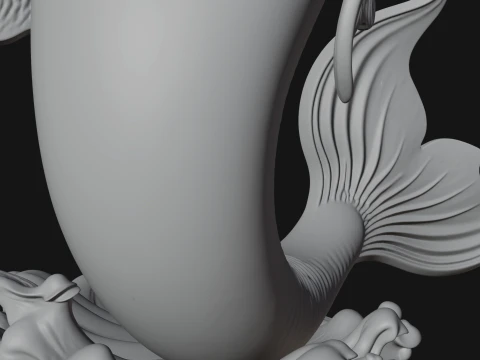 Crowned Mermaid Statue Design 2 - 3D Print Model 3D Print Model