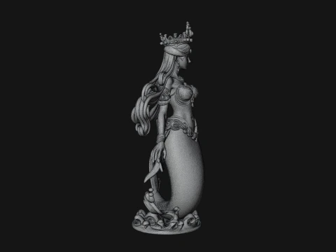 Crowned Mermaid Statue Design 2 - 3D Print Model 3D Print Model