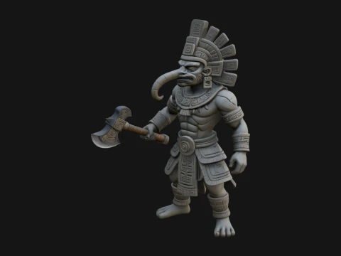 Aztec Feathered Noble Statue Design 17 - 3D Print Model 3D Print Model