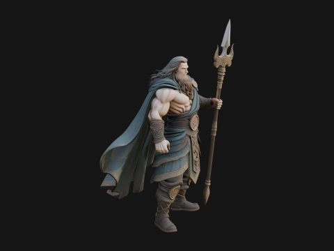Poseidon with Trident Statue Design 25 - 3D Print Model 3D Print Model