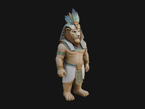 Lion Headed Egyptian God Statue Design 7 - 3D Print Model 3D Baskı Modeli