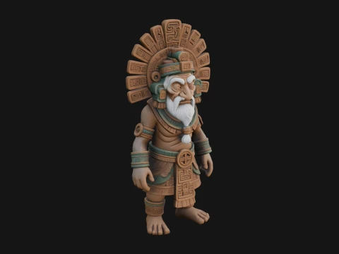 Aztec Feathered Noble Statue Design 18 - 3D Print Model 3D Принт Модель