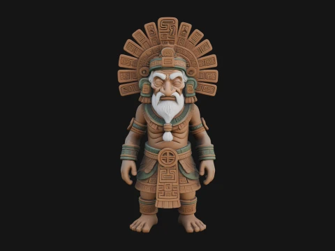 Aztec Feathered Noble Statue Design 18 - 3D Print Model 3D Print Model