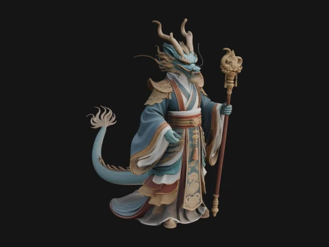 Crowned Jade Deity Statue Design 6 - 3D Print Model Modèles 3D en vedette
