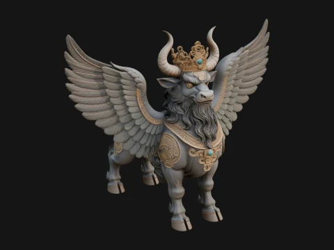Qilin Deer Beast Statue Design 12 - 3D Print Model Modello di stampa 3D