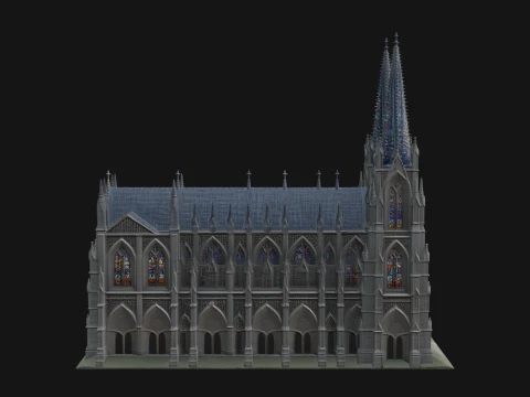 Gothic Cathedral Tower Model Design 7 - 3D Print Model 3D Print Model