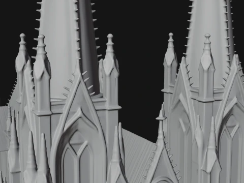 Gothic Cathedral Tower Model Design 7 - 3D Print Model 3D Print Model