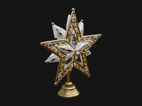 Jeweled Star Tree Topper Ornament Design 2 - 3D Print Model 3D Принт Модель