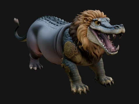 Chimera Mythical Beast Statue Design 16 - 3D Print Model Modello di stampa 3D