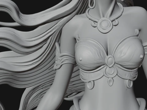 Crowned Mermaid Statue Design 3 - 3D Print Model 3D Print Model