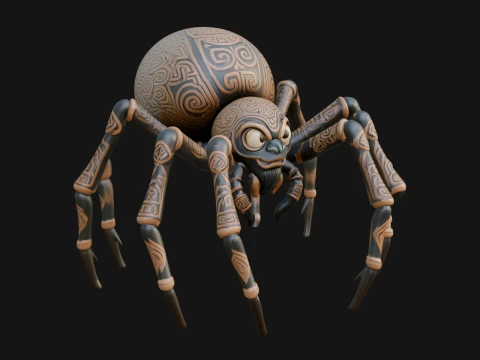 Carved Giant Spider Statue Design 2 - 3D Print Model 3D Принт Модель