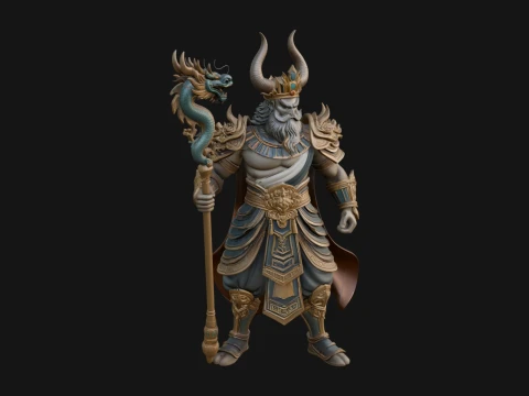 Crowned Jade Deity Statue Design 7 - 3D Print Model Modèles 3D en vedette