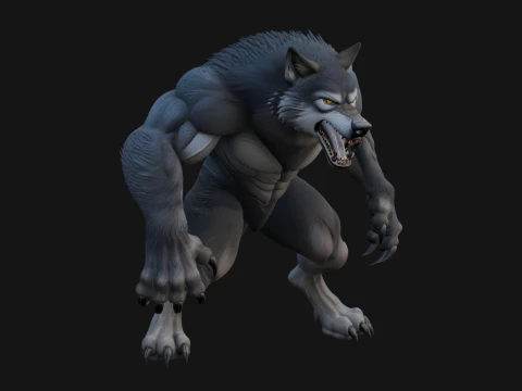 Standing Werewolf Statue Design 6 - 3D Print Model Modello di stampa 3D