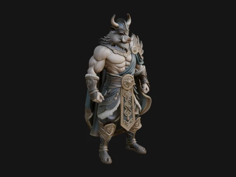 Beastman with Goat Head Statue Design 15 - 3D Print Model Modello di stampa 3D