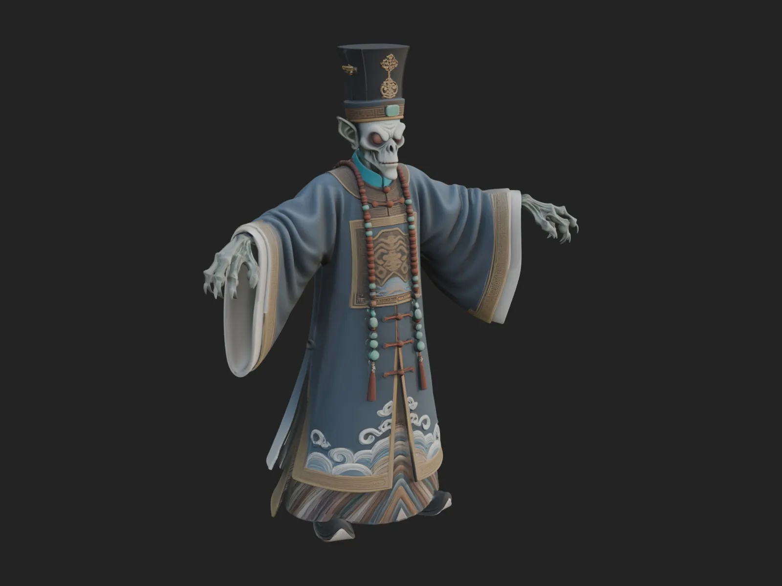 Robed Oriental Revenant Statue Design 4 - 3D Print Model 3D Print Model .c4d .max .obj .3ds .fbx .stl .blend