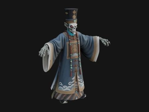 Robed Oriental Revenant Statue Design 4 - 3D Print Model 3D Print Model