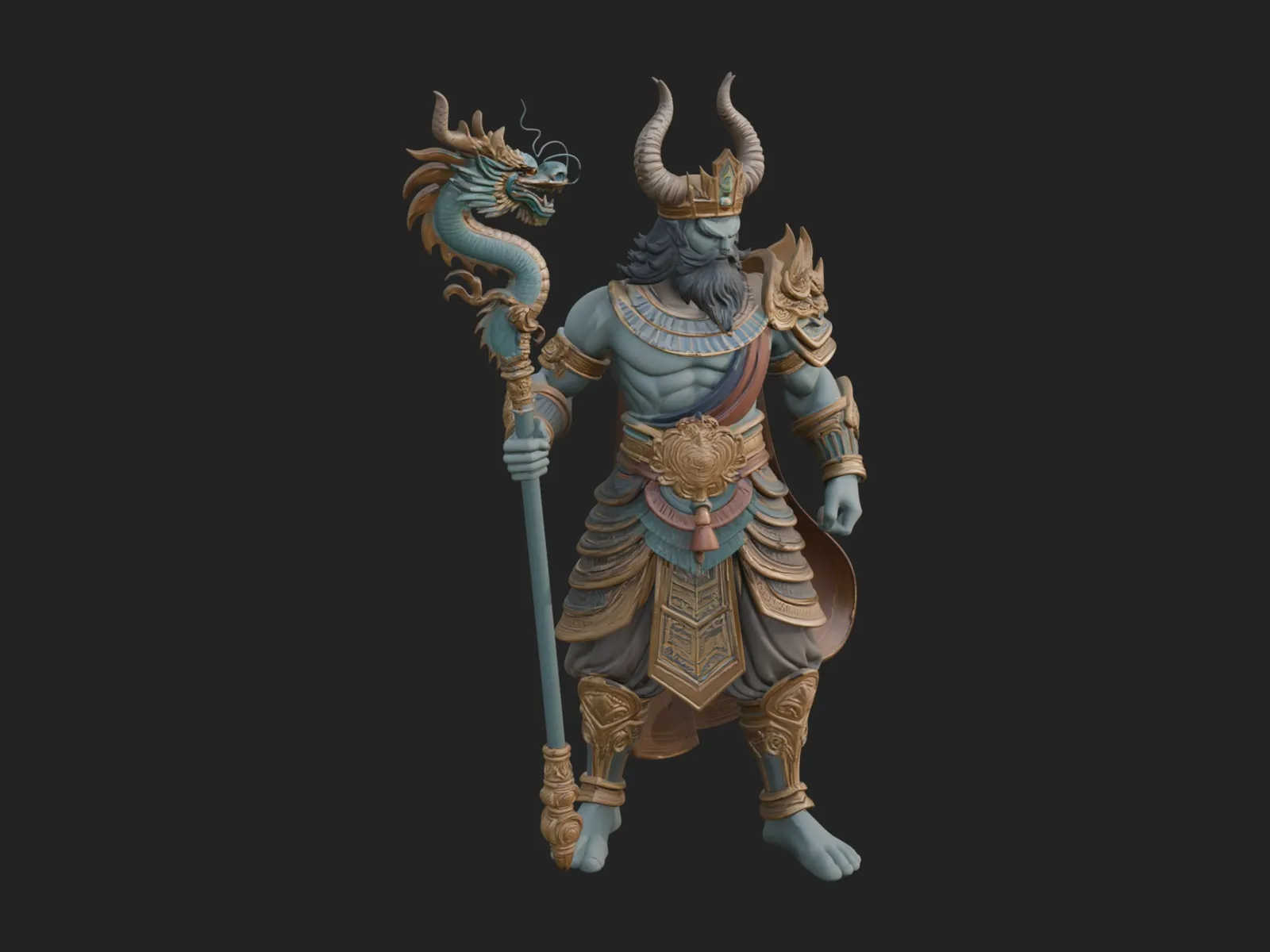 Crowned Jade Deity Statue Design 8 - 3D Print Model 3D Print Model .c4d .max .obj .3ds .fbx .stl .blend 