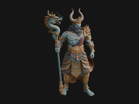 Crowned Jade Deity Statue Design 8 - 3D Print Model Modèles 3D en vedette