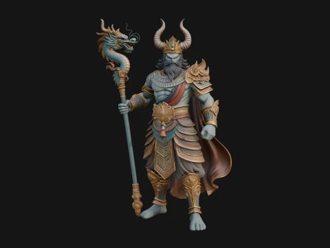 Crowned Jade Deity Statue Design 8 - 3D Print Model 3D Print Model