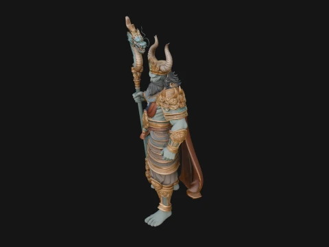 Crowned Jade Deity Statue Design 8 - 3D Print Model 3D Print Model