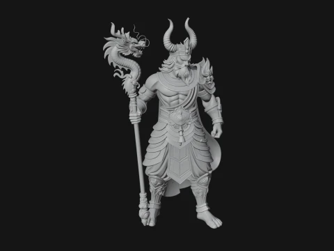 Crowned Jade Deity Statue Design 8 - 3D Print Model 3D Print Model