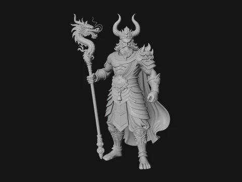 Crowned Jade Deity Statue Design 8 - 3D Print Model 3D Print Model