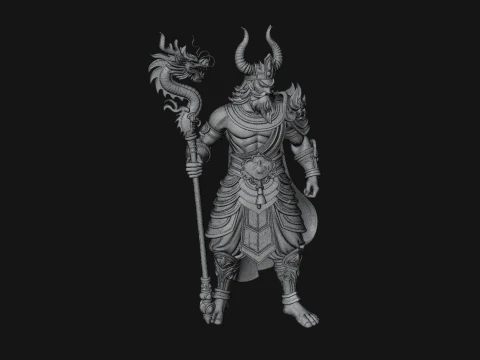 Crowned Jade Deity Statue Design 8 - 3D Print Model 3D Print Model
